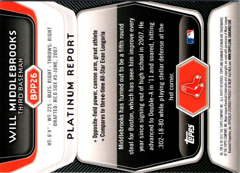 2012 Bowman Platinum Prospects Will Middlebrooks