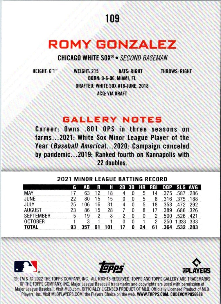 2022 Topps Gallery Romy Gonzalez