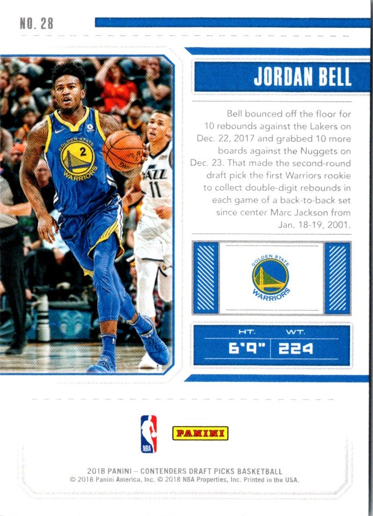 2018 Panini Contenders Draft Picks Blue Foil Jordan Bell