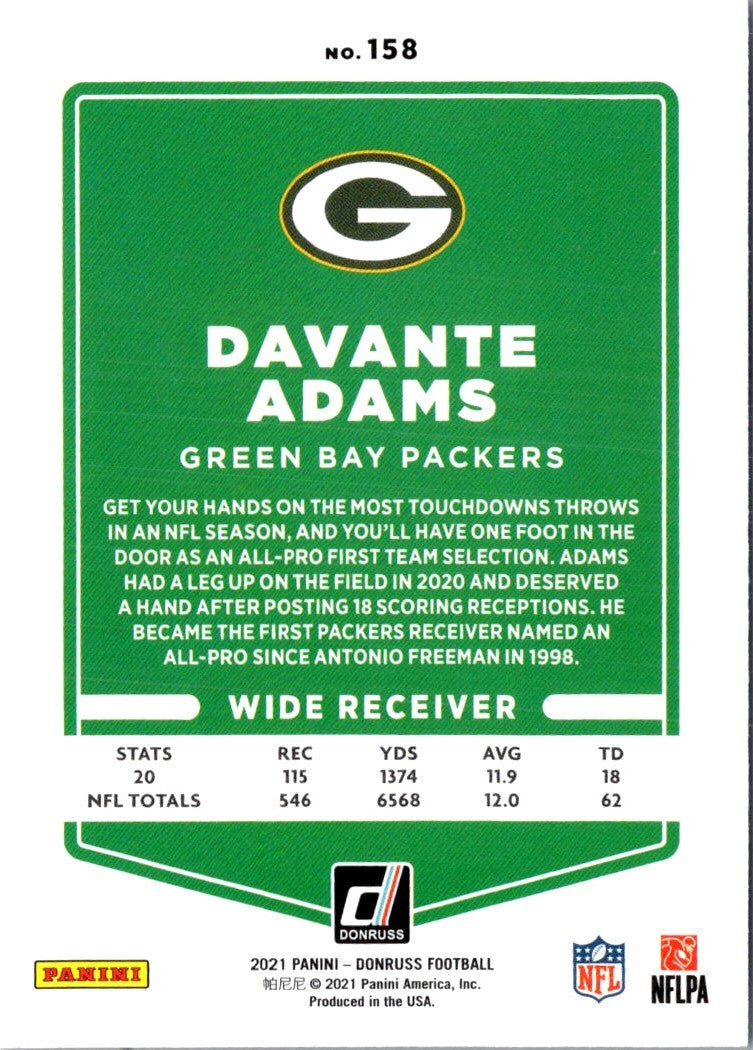 2021 Donruss Press Proof Green Davante Adams