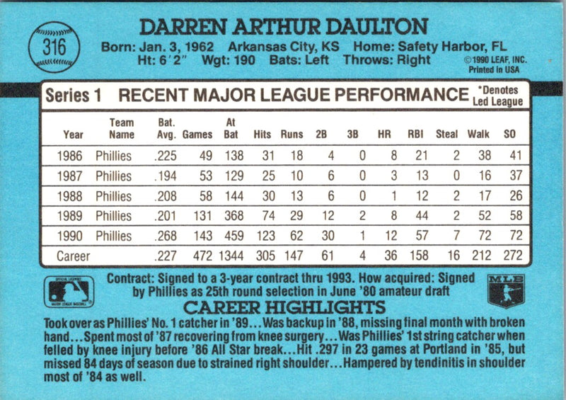 1991 Donruss Darren Daulton
