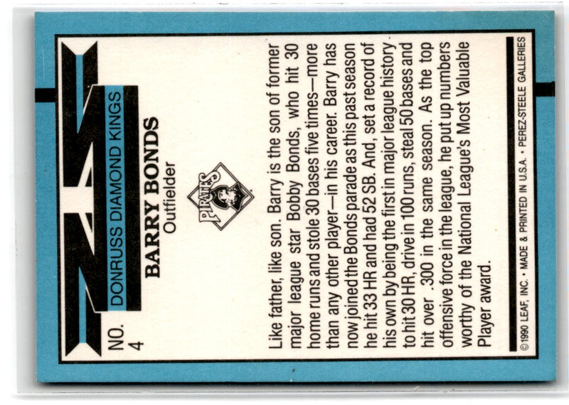 1991 Donruss Super Diamond Kings Barry Bonds