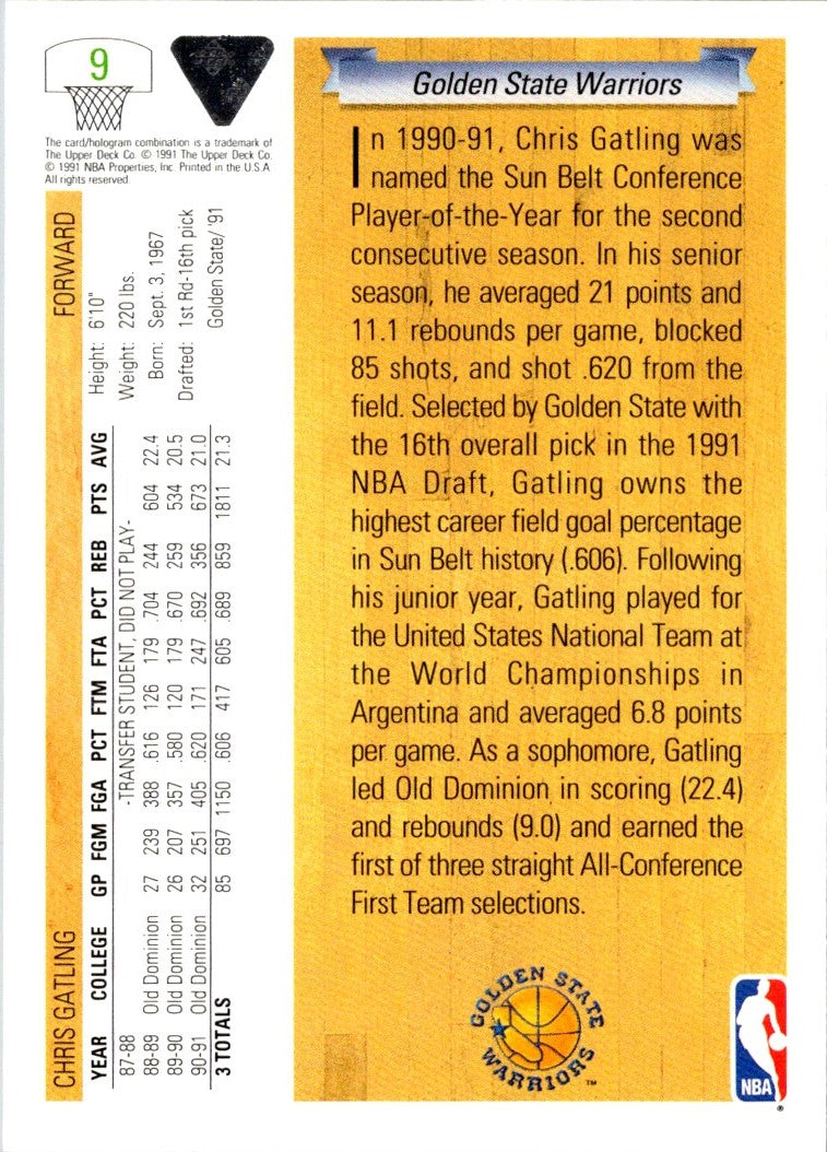 1991 Upper Deck Chris Gatling