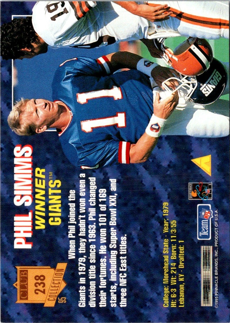 1995 Pinnacle Club Collection Phil Simms