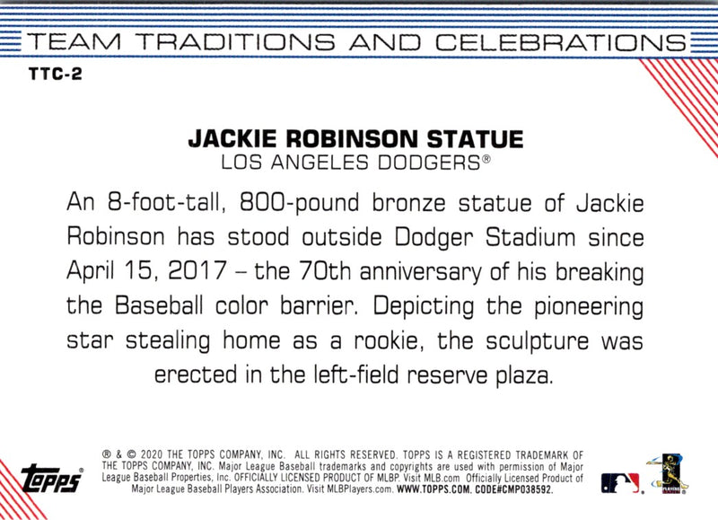 2020 Topps Opening Day Team Traditions and Celebrations Jackie Robinson Statue