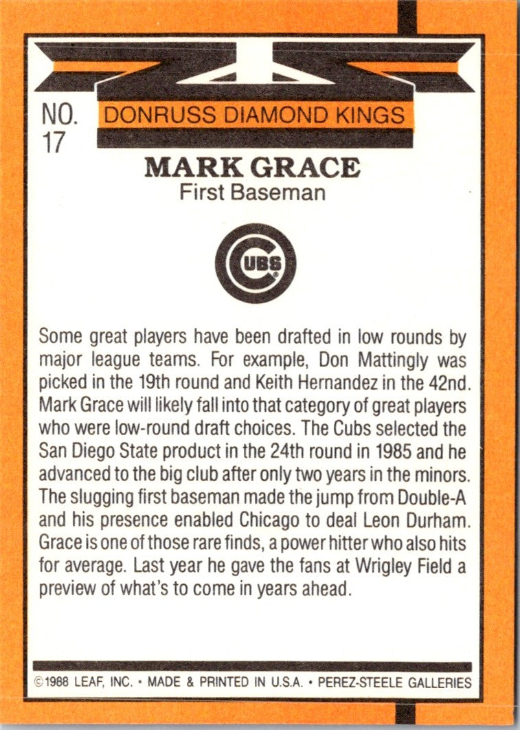 1989 Donruss Super Diamond Kings Mark Grace