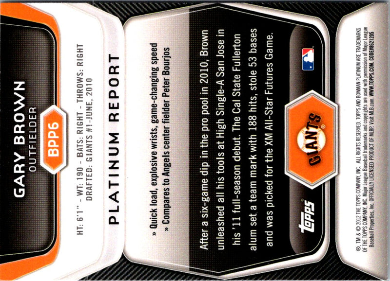 2012 Bowman Platinum Prospects Gary Brown