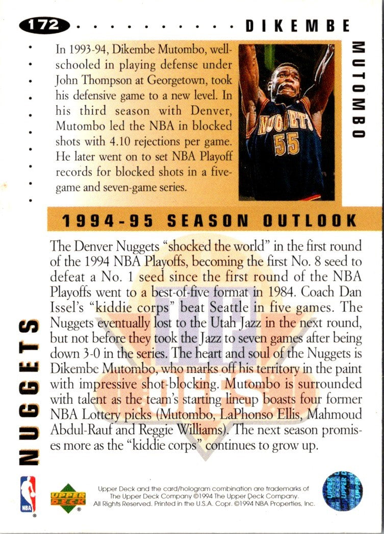 1994 Collector's Choice Signatures Dikembe Mutombo
