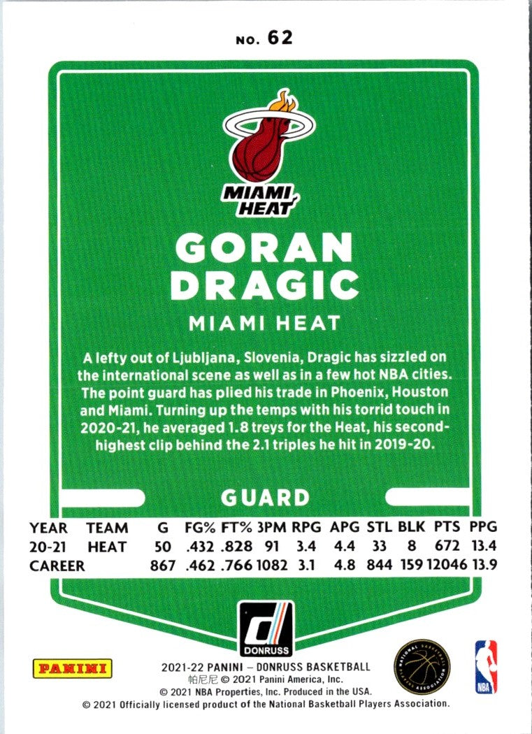 2021 Donruss Holo Red and Gold Laser Goran Dragic