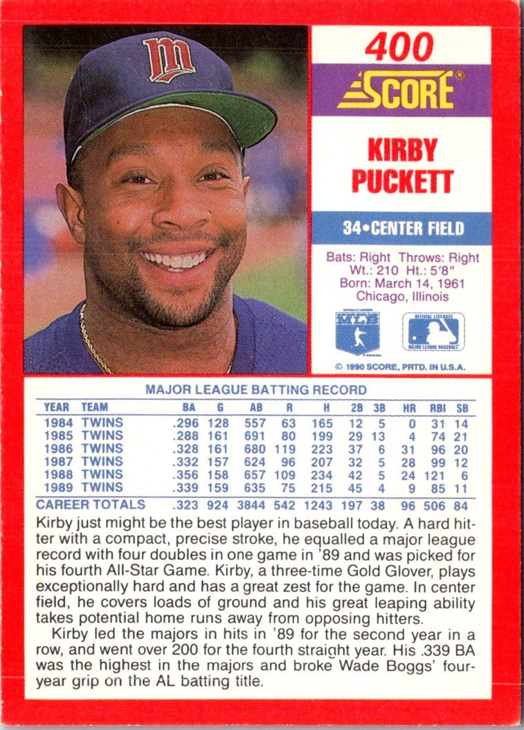 1990 Score Kirby Puckett