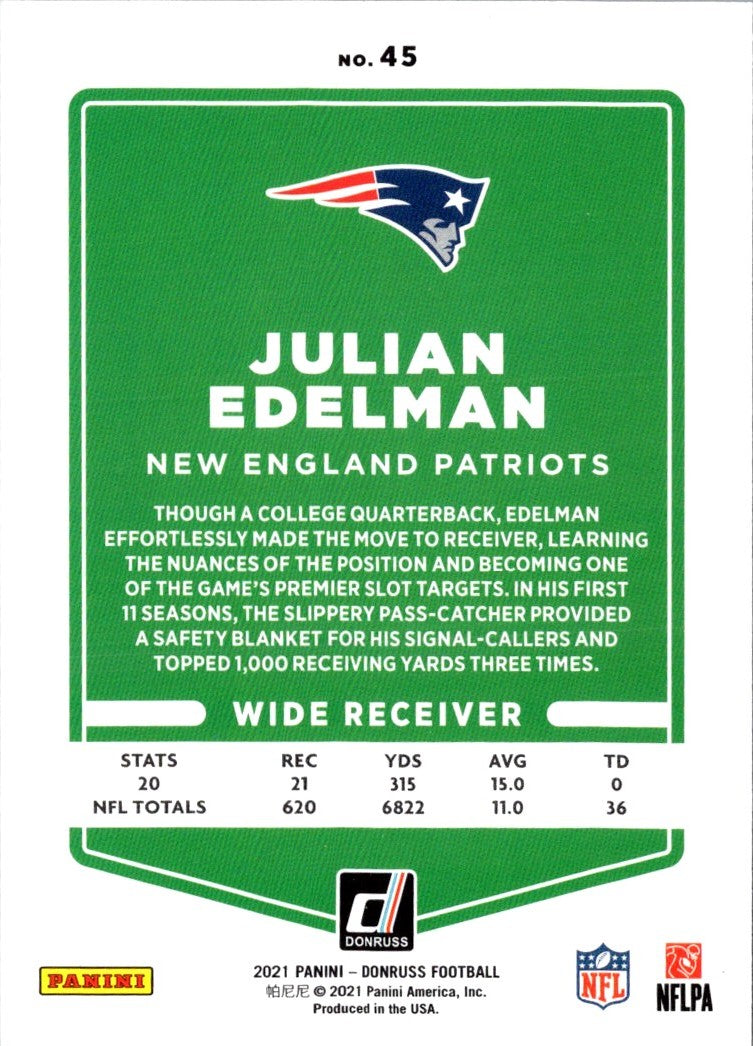 2021 Donruss Press Proof Blue Julian Edelman