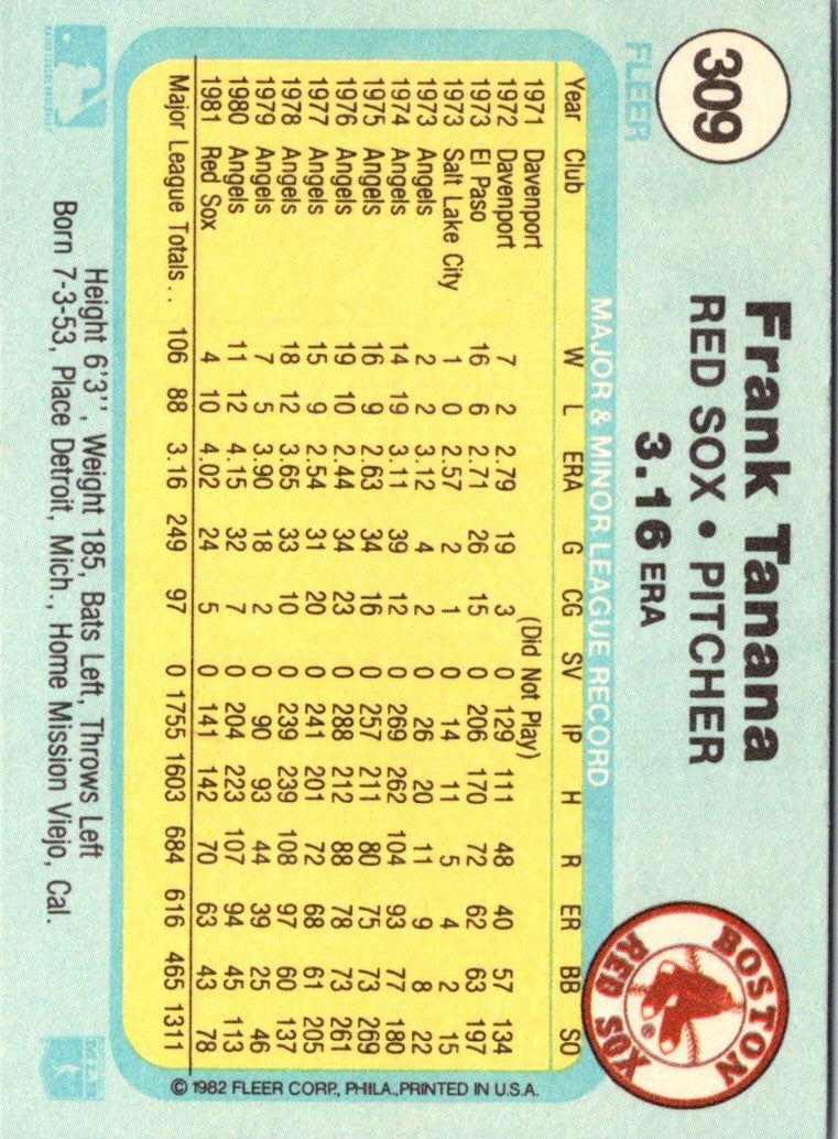 1982 Fleer Frank Tanana