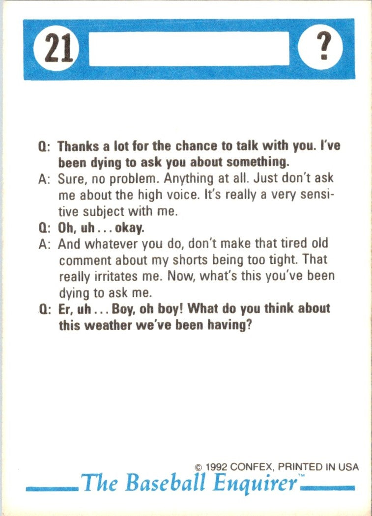 1992 Confex Baseball Enquirer Dave Stewart