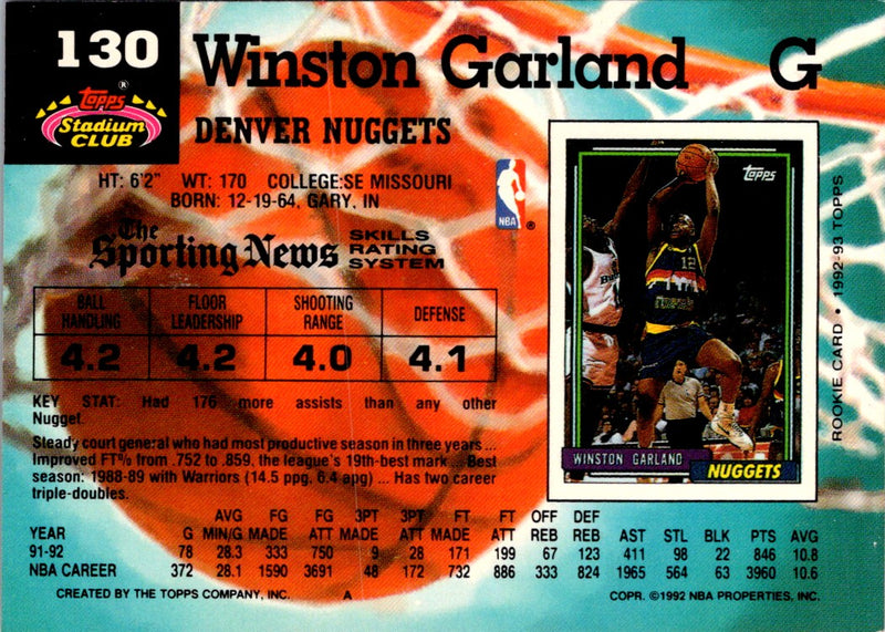 1992 Stadium Club Members Only Winston Garland