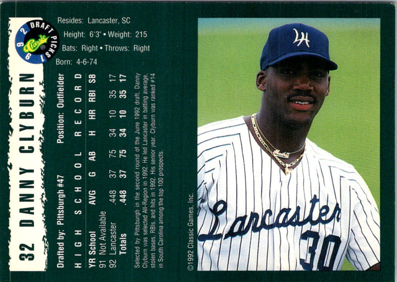 1992 Classic Draft Picks Danny Clyburn