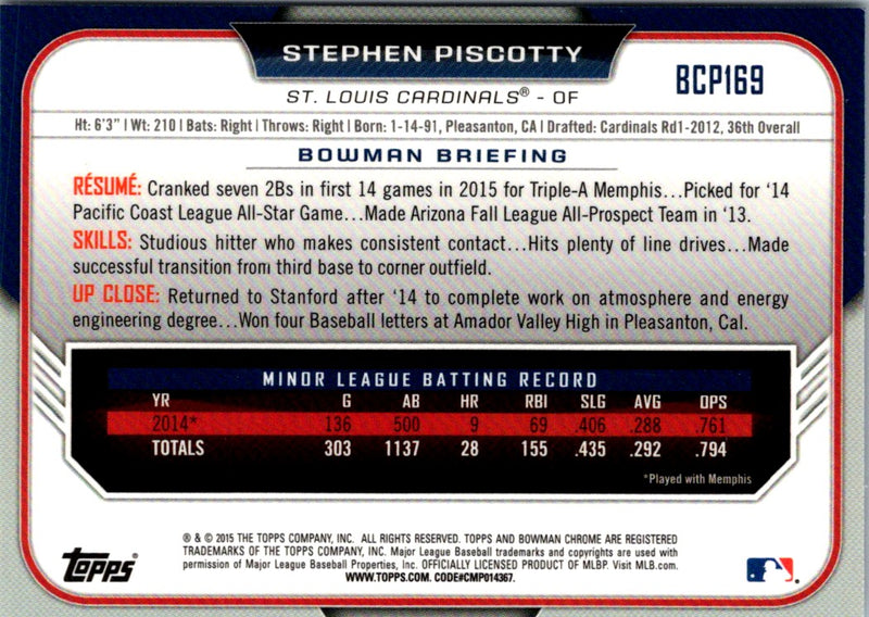 2015 Bowman Chrome Prospects Stephen Piscotty