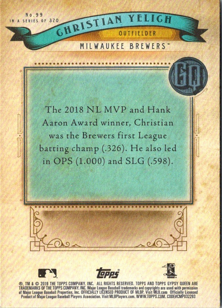 2019 Topps Gypsy Queen Green Christian Yelich