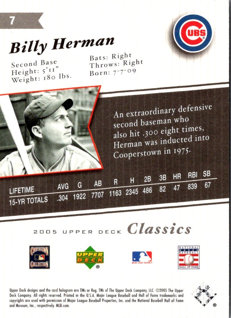 2005 Upper Deck Classics Billy Herman