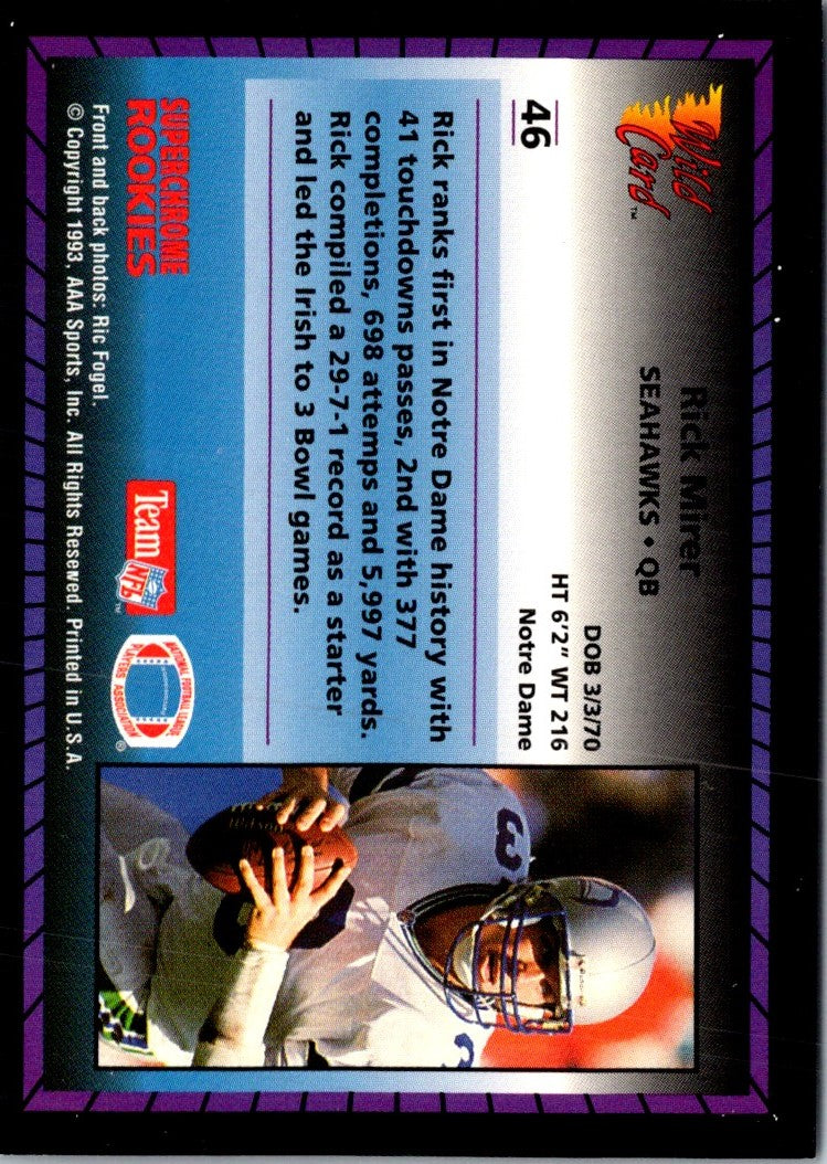 1993 Wild Card Superchrome Rookies Rick Mirer