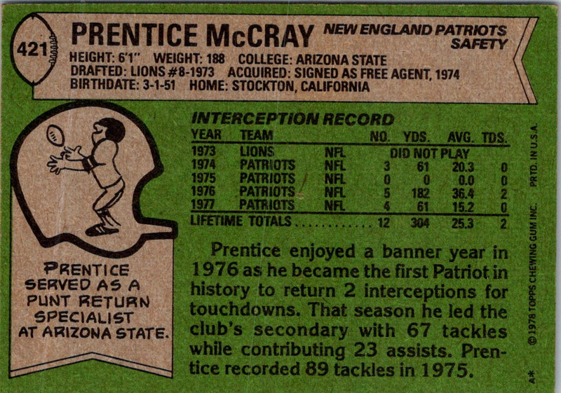 1978 Topps Prentice McCray