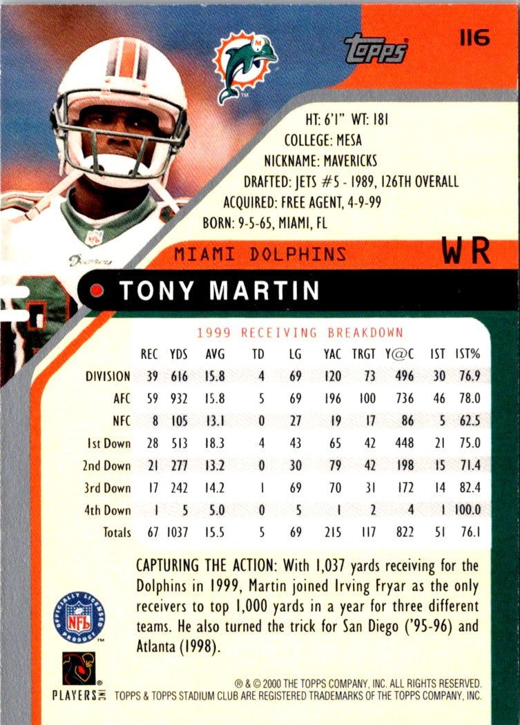 2000 Stadium Club Tony Martin