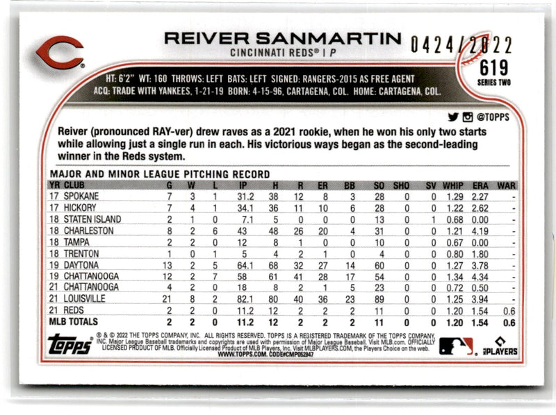 2022 Topps Gold Reiver Sanmartin