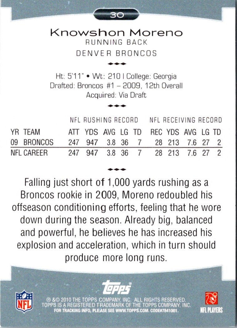 2010 Topps Platinum Knowshon Moreno