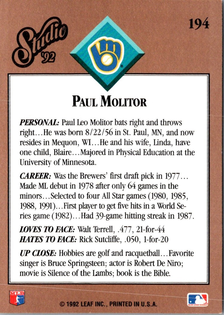 1992 Studio Paul Molitor