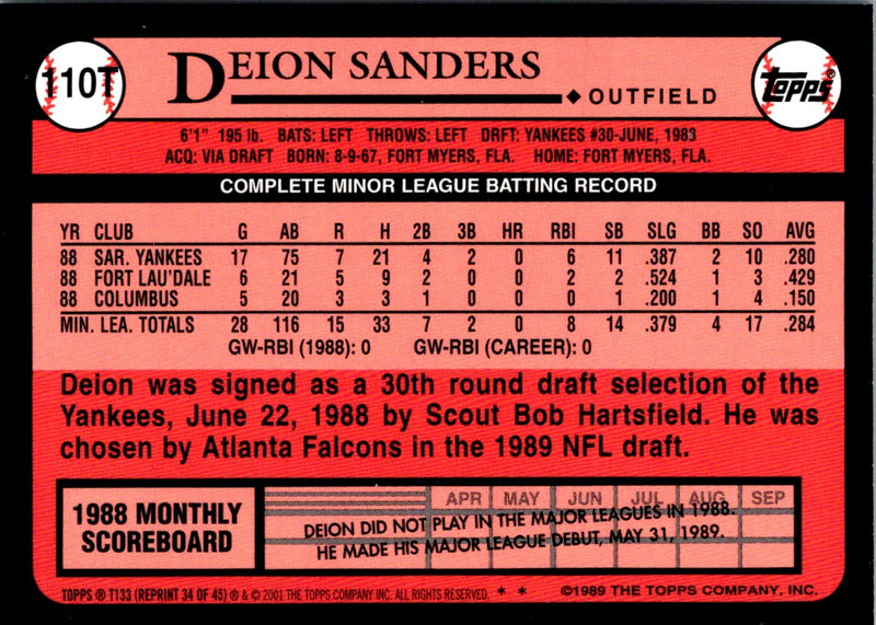 1989 Donruss The Rookies Deion Sanders