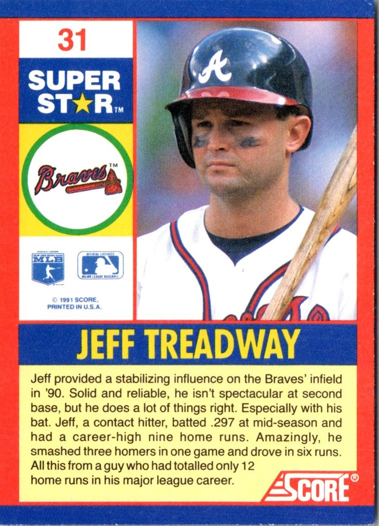 1991 Score 100 Superstars Jeff Treadway
