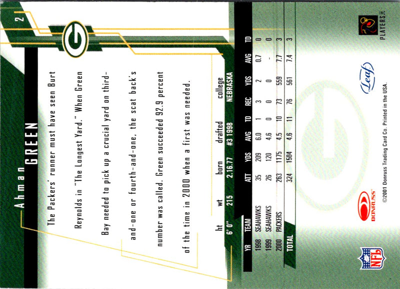 2001 Leaf Rookies & Stars Ahman Green