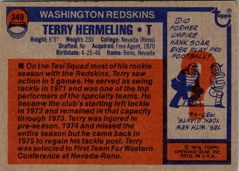 1976 Topps Terry Hermeling