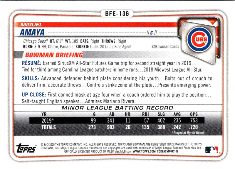 2020 Bowman 1st Edition Miguel Amaya