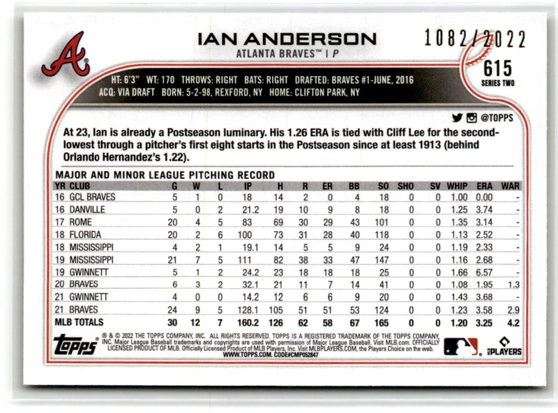 2022 Topps Gold Ian Anderson