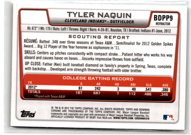 2012 Bowman Draft Picks & Prospects Chrome Tyler Naquin