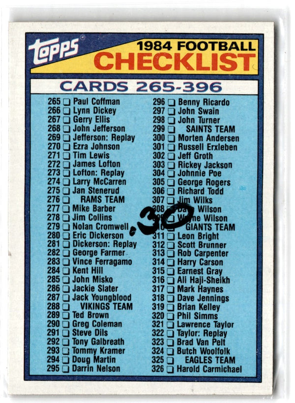 1984 Topps Paul Coffman #265