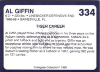 1989 Collegiate Collection Auburn Coke 580 Al Giffin #334