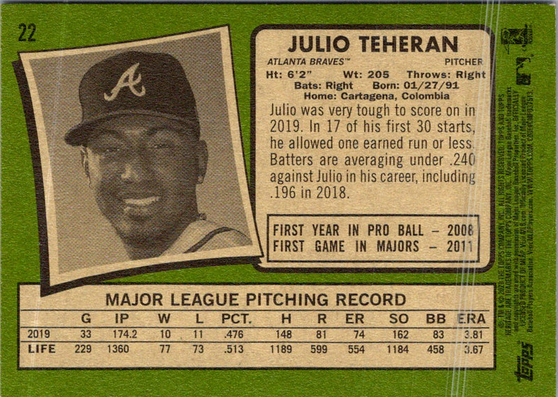 2020 Topps Heritage Julio Teheran