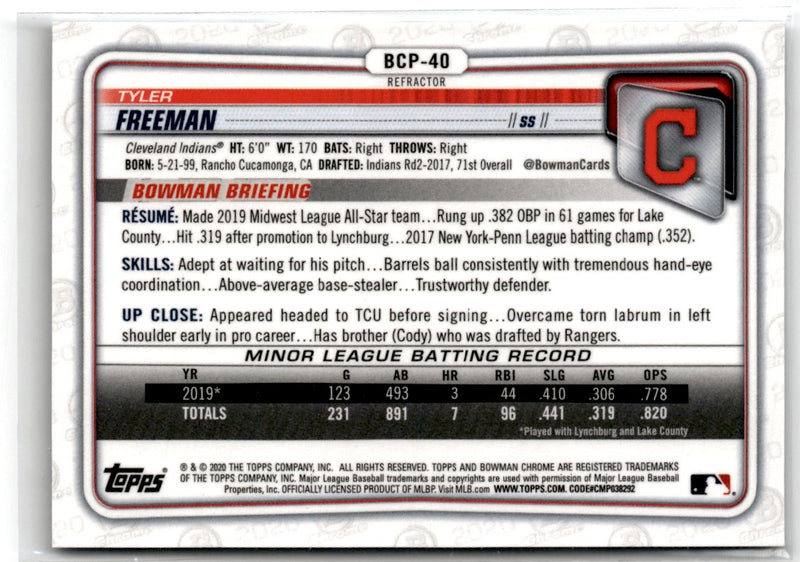 2020 Bowman Chrome Prospects Tyler Freeman