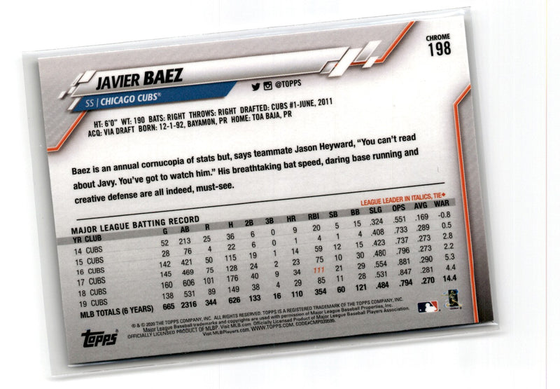 2020 Topps Chrome Javier Baez