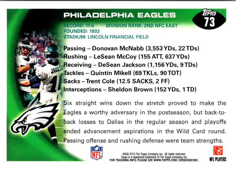 2010 Topps Philadelphia Eagles
