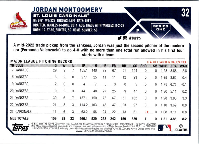 2023 Topps Jordan Montgomery