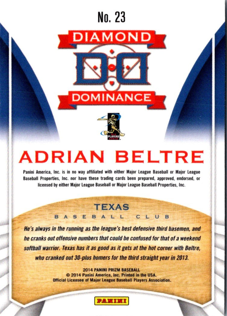 2014 Panini Prizm Diamond Dominance Adrian Beltre