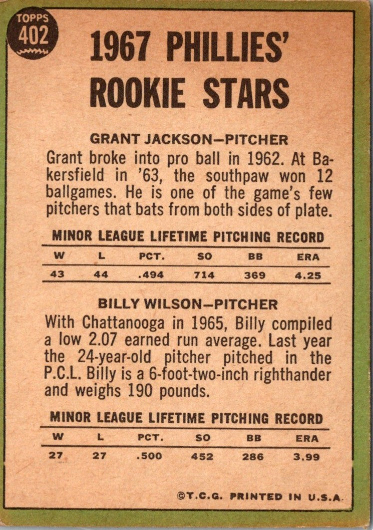 1967 Topps Grant Jackson / Wilson