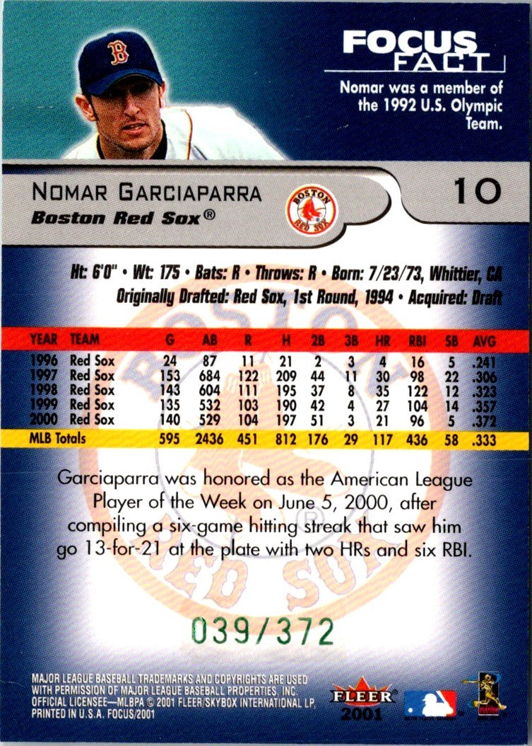 2001 Fleer Focus Green Nomar Garciaparra