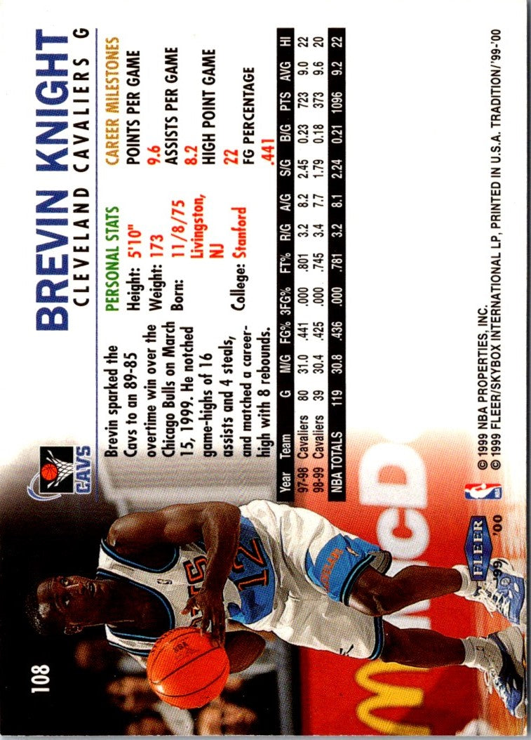 1999 Fleer Tradition Brevin Knight