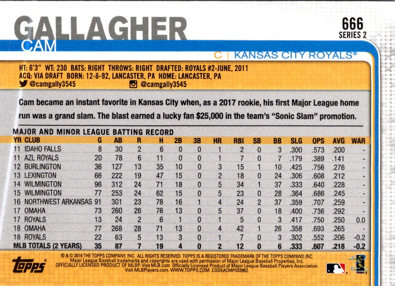 2019 Topps Cam Gallagher