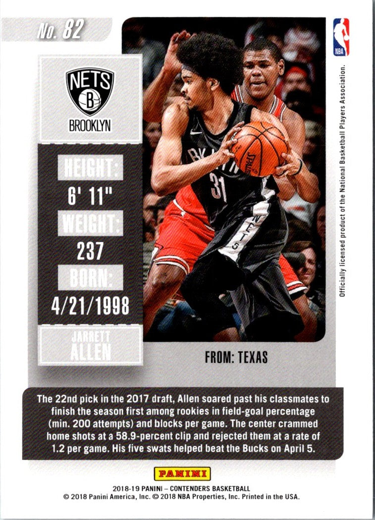 2018 Panini Contenders Game Ticket Red Jarrett Allen