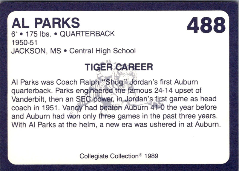 1989 Collegiate Collection Auburn Coke 580 Al Parks