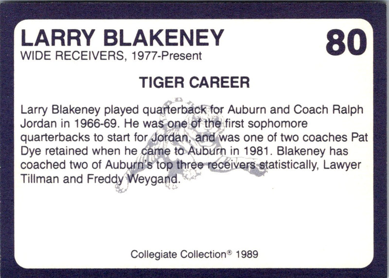 1989 Collegiate Collection Auburn Coke 580 Larry Blakeney